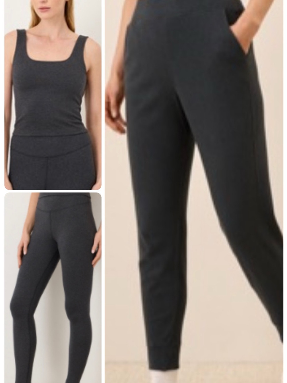Pact Charcoal Heather Bundle: Airplane Jogger, On The Go-To Legging & Tank Small